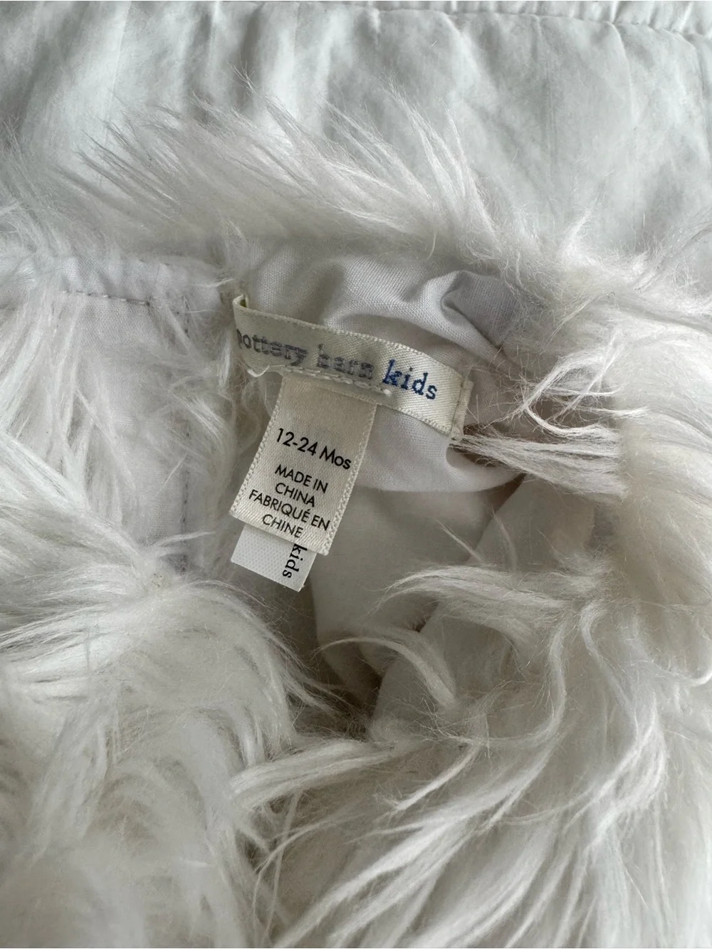 Pottery Barn Kids White Plush Cat Costume Size 12-24mos